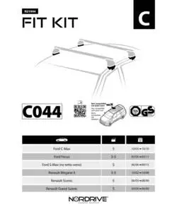 KIT ATTACCHI PER BARRE AUTO PORTATUTTO RENAULT MEGANE  3/5D 10/0211/08,SCEN  N21044