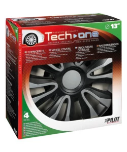 COPRICERCHI PER AUTO AVALONE SILVER & BLACK - Ø 13"  31620
