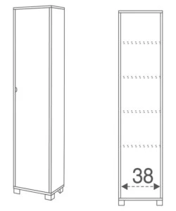 COLONNA 1 ANTA BIANCO FIAMMATO, 43X190X29 CM