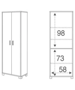 MOBILE 2 ANTE OLMO E BIANCO, 63X183X34 CM