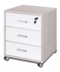 CASSETTIERA PER SCRIVANIA 3 CASSETTI OLMO ANTE BIANCO FIAMMATO - L.50 x H.70 x P.41 CM.
