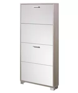 SCARPIERA OLMO E BIANCO FIAMMATO CON 4 ANTE, 70X154X18 CM