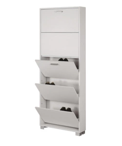 SCARPIERA BIANCO FIAMMATO CON 5 ANTE, 70X190X18 CM
