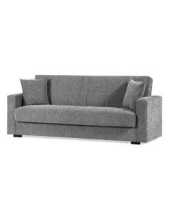 DIVANO LETTO "NORA" 3 POSTI IN TESSUTO COLORE GRIGIO, 212X80X87 CM