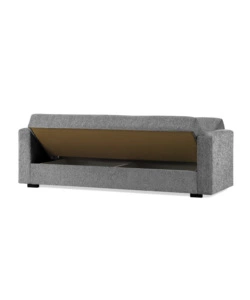 DIVANO LETTO "NORA" 3 POSTI IN TESSUTO COLORE GRIGIO, 212X80X87 CM