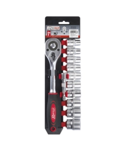 KIT 11 PEZZI CHIAVE A CRICCHETTO + BUSSOLE 1/2  IN CROMO VANADIO - RIBIMEX