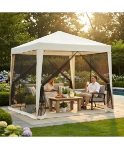 GAZEBO DA ESTERNO CON ZANZARIERA EUROGARDEN IN ACCIAIO BIANCO 3X3 M