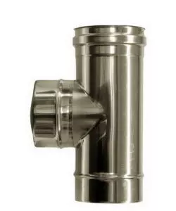 TUBO RACCORDO A TEE 90° PARETE DOPPIA INOX, DN 80/130