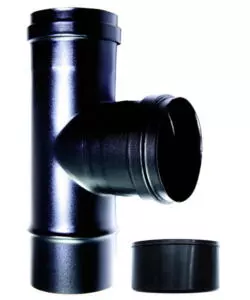 TUBO RACCORDO A TEE 90° FM-F DN 100 NERO SMALTATO
