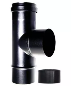 TUBO RACCORDO A TEE 90° FM-M DN 100 NERO SMALTATO