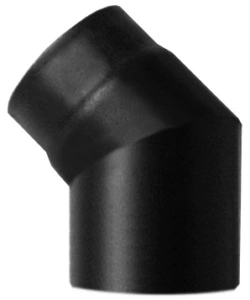 TUBO CURVA 45° LEGNA NERO SMALTATO, 120 MM