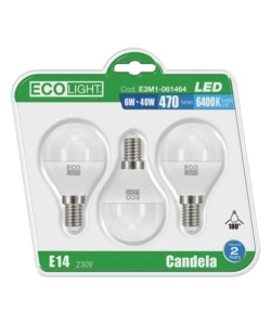 3 LAMPADINE LED 6 LUCE FREDDA 6400 °K - MINI GLOBO