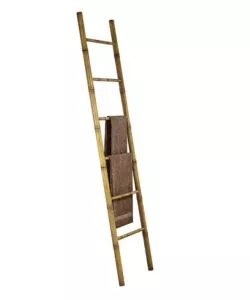 SCALETTA IN BAMBU' PORTA ASCIUGAMANI CON 6 PIOLI, 50x190 cm