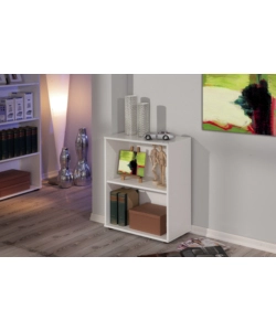 LIBRERIA CON 2 RIPIANI LAMINATO BIANCO, 60X75X30 CM