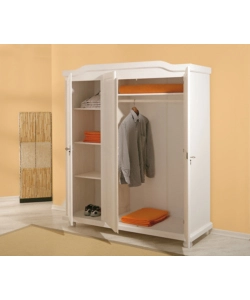 ARMADIO 3 ANTE IN LEGNO MASSELLO, BIANCO, 150X180X56 CM