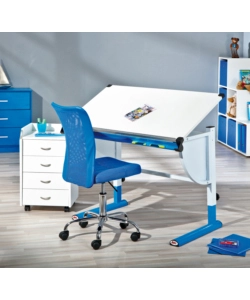 SEDIA UFFICIO IN TESSUTO CON RUOTE, BLU