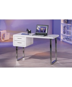 SCRIVANIA MDF LACCATO BIANCO LUCIDO CON CASSETTI, 120X55X76 CM
