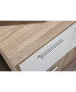 CREDENZA BUFFET 2 CASSETTI E 3 ANTE ROVERE E BIANCO, 77X30X77 CM