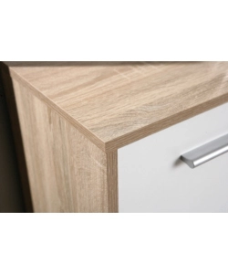 CREDENZA BUFFET 2 CASSETTI E 3 ANTE ROVERE E BIANCO, 77X30X77 CM