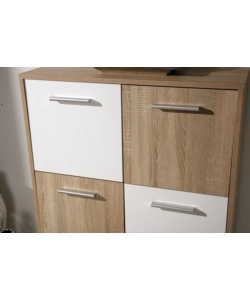CREDENZA BUFFET 6 ANTE FINITURA ROVERE E BIANCO, 77X30X115 CM
