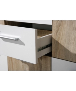 CREDENZA BUFFET 2 CASSETTI E 5 ANTE ROVERE E BIANCO, 115X30X77 CM