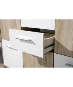 CREDENZA BUFFET 2 CASSETTI E 5 ANTE ROVERE E BIANCO, 115X30X77 CM