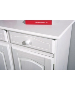 BUFFET IN PINO MASSELLO BIANCO CON 2 ANTE E 2 CASSETTI, 88X43X87 CM