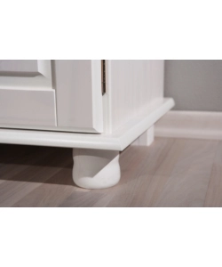 BUFFET IN PINO MASSELLO BIANCO CON 2 ANTE E 2 CASSETTI, 88X43X87 CM