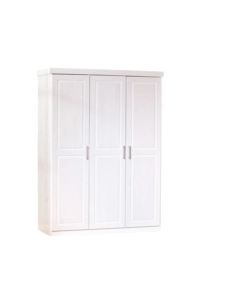 ARMADIO 3 ANTE BATTENTI IN PINO MASSELLO BIANCO 140X55X190 CM