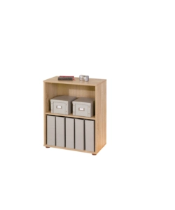 LIBRERIA 2 LIVELLI IN LAMINATO RIFINITO ROVERE, 60X75X30 CM