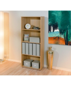 LIBRERIA 4 LIVELLI IN LAMINATO RIFINITO ROVERE, 60X145X30 CM