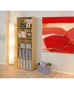 LIBRERIA 5 LIVELLI IN LAMINATO RIFINITO ROVERE, 60X180X30 CM