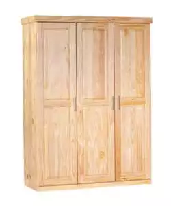 ARMADIO 3 ANTE IN LEGNO MASSELLO, 140X55X190 CM