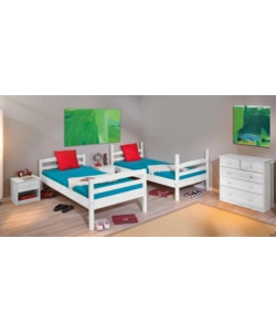 LETTO A CASTELLO IN PINO MASSELLO BIANCO 200X102X148 CM