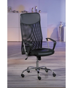POLTRONA UFFICIO CON RUOTE IN ECOPELLE NERO, 62X45X66 CM