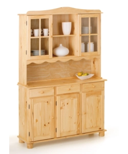 CREDENZA 2 ANTE + 3 CASSETTI IN PINO MASSELLO FINITURA NATURALE.