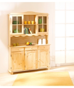 CREDENZA 2 ANTE + 3 CASSETTI IN PINO MASSELLO FINITURA NATURALE.