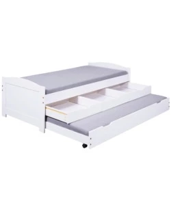 LETTO SINGOLO CON CASSETTI E CONTENITORE IN PINO MASSELLO 98X195X63 CM