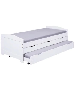 LETTO SINGOLO CON CASSETTI E CONTENITORE IN PINO MASSELLO 98X195X63 CM
