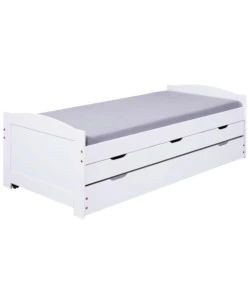 LETTO SINGOLO CON CASSETTI E CONTENITORE IN PINO MASSELLO 98X195X63 CM