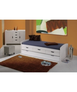 LETTO SINGOLO CON CASSETTI E CONTENITORE IN PINO MASSELLO 98X195X63 CM