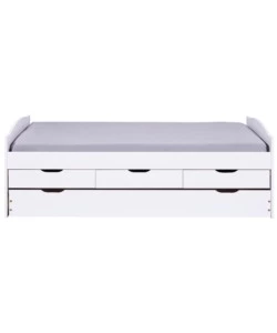 LETTO SINGOLO CON CASSETTI E CONTENITORE IN PINO MASSELLO 98X195X63 CM