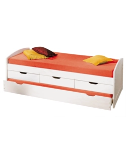LETTO SINGOLO CON CASSETTI E CONTENITORE IN PINO MASSELLO 98X195X63 CM