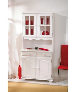 VETRINA CON 2 ANTE IN PINO MASSELLO TINTO BIANCO, 88X198X43 CM