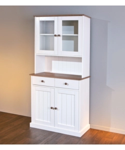 CREDENZA CON 2 ANTE E 2CASSETTI IN PINO MASSELLO VERNICIATO BIANCO - DIM. 90x45x181H.