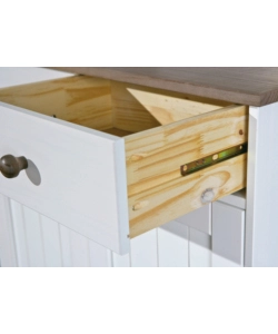CREDENZA CON 2 ANTE E 2CASSETTI IN PINO MASSELLO VERNICIATO BIANCO - DIM. 90x45x181H.