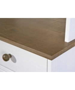 CREDENZA CON 2 ANTE E 2CASSETTI IN PINO MASSELLO VERNICIATO BIANCO - DIM. 90x45x181H.