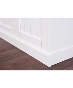 CREDENZA 3+2 ANTE + 3 CASSETTI PINO MASSELLO BIANCO E TOP MARRONE.