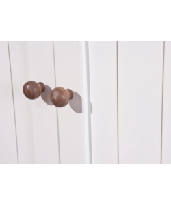 CREDENZA 3+2 ANTE + 3 CASSETTI PINO MASSELLO BIANCO E TOP MARRONE.