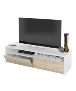 MOBILE SOGGIORNO PORTA TV "KIOTO" BIANCO E ROVERE